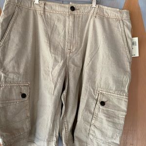 Lucky Brand – Men’s Linen Cargo Shorts – Tan/Beige - Size 38 – NWT